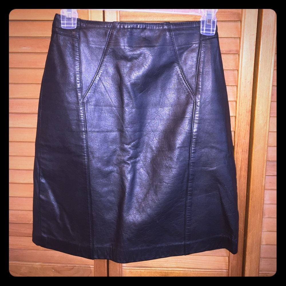 Black leather mini skirt size 2
